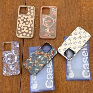 Lot of Floral (4) and 1 Polka Dot cellphone cases for an IPhone 15 Pro Max